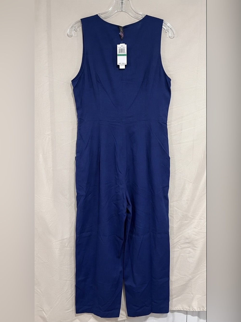 Melissa McCarthy Sleeveless V-Neck Wide-Leg Jumpsuit in Navy